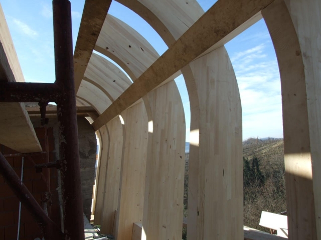 Prvačina - montaža lesene pod konstrukcije - križno vijačenje - vijaki gofix x+ -  8 x 330 mm
